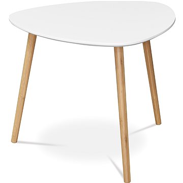 

Odkládací stolek 55 × 55 × 45 cm, MDF bílá deska, nohy bambus přírodní odstín