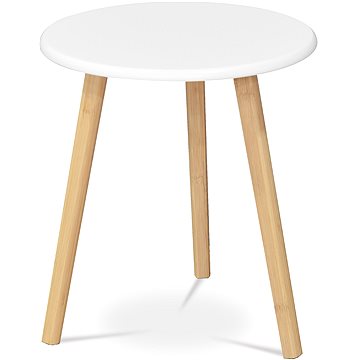 

Odkládací stolek 40 × 40 × 45 cm, MDF bílá deska, nohy bambus přírodní odstín