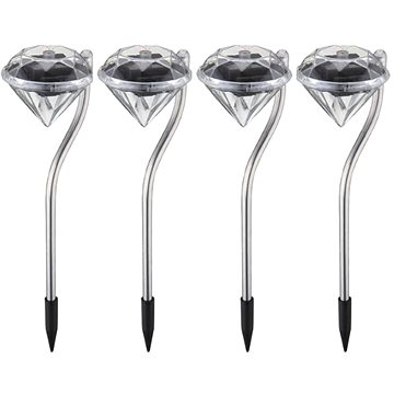 

Entac 4 ks Zahradní solární lampa LED Crystal, 30 cm, nerez, bílé světlo