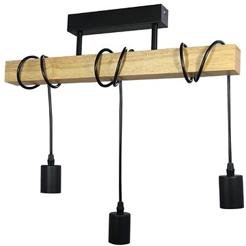 

Závěsné stropní svítidlo Madeline 3× E27 dřevo a kov