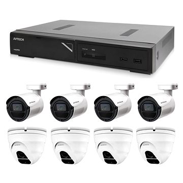 

AVTECH kamerový set 1x NVR AVH1109, 4x 2MPX IP Bullet DGM2103SV, 4x 2MPX IP Dome DGM2203SVSE