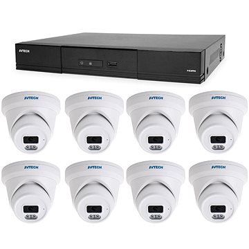 AVTECH Kamerový set - 1× NVR AVH2109AX, 8× 5MPX IP Dome kamera DGM5206SVAT, 8× kabel UTP