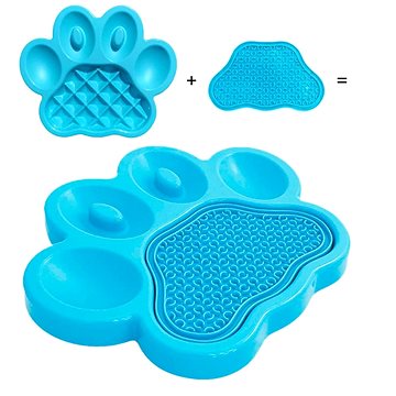 

PetDreamHouse PAW 2-in-1, Interaktivní miska proti hltání a lízací podložka, modrá