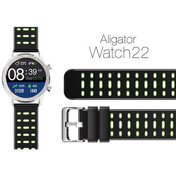 Aligator Watch 22 mm silikonový řemínek Duální zelený - Řemínek