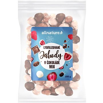 Allnature Mrazem sušené jahody Mix v mléčné, hořké a bílé čokoládě 100 g - Lyofilizované ovoce