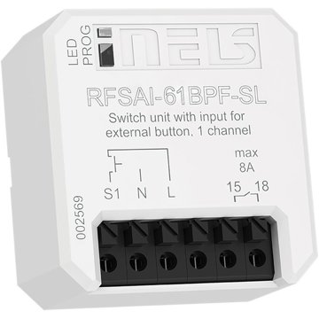 

iNELS Spínací prvek se vstupy pro externí tlačítka – (BOX-SL) RFSAI-61BPF-SL