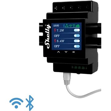 Shelly Pro 4PM, 4násobný spínací modul na DIN lištu, LAN, Wi-Fi, a Bluetooth - WiFi spínač