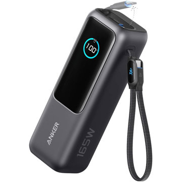 

Anker Power Bank 25K, 165W, Built-In USB-C and Retractable Cable Black