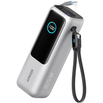 

Anker Power Bank 25K, 165W, Built-In USB-C and Retractable Cable Silver
