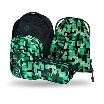 BAAGL 3 Set Coolmate Green: batoh, penál, sáček