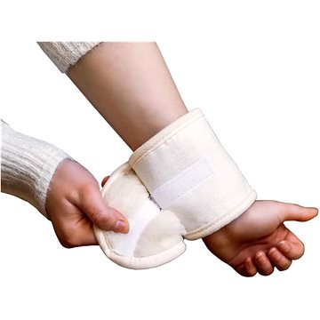 

Babička Ovečková Návlek na zápěstí s ovčí vlnou merino na suchý zip přírodní