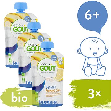 Good Gout BIO Banánový jogurt s citrónem 3× 90 g - Kapsička pro děti