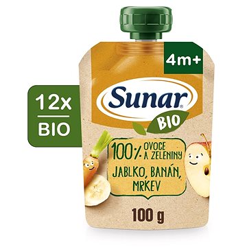 

Sunar BIO ovocná kapsička jablko, banán, mrkev 4m+, 100 g