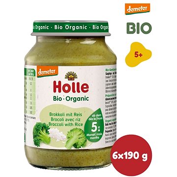 HOLLE BIO Brokolice s celozrnnou rýží 6× 190 g - Příkrm
