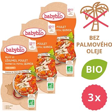 BABYBIO Zelenina s kuřetem a quinoa 3× (2× 200 g)  - Příkrm