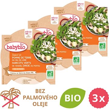 

BABYBIO Brambory a fazolky s krůtími plátky 3× 230 g