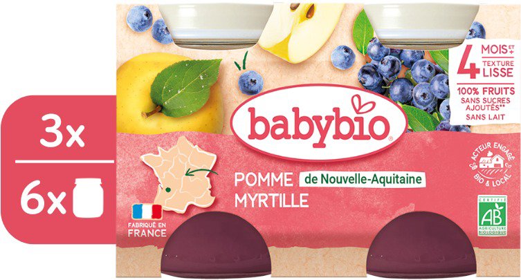 

BABYBIO Jablko a borůvky 3× (2× 130 g)