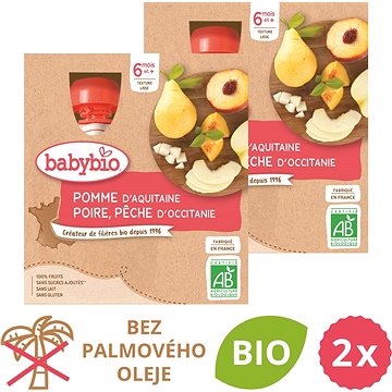 

BABYBIO jablko, hruška a broskev 2× (4× 90 g)