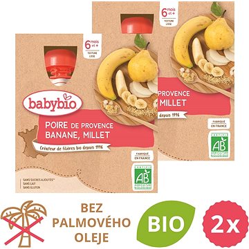 

BABYBIO Hruška, banán a proso 2× (4× 90 g)