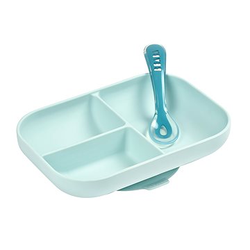 

Beaba Talíř silikonový dělený s přísavkou + lžička Blue