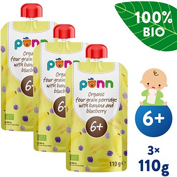 

SALVEST Ponn BIO Banán s borůvkou a obilnými vločkami 3× 110 g