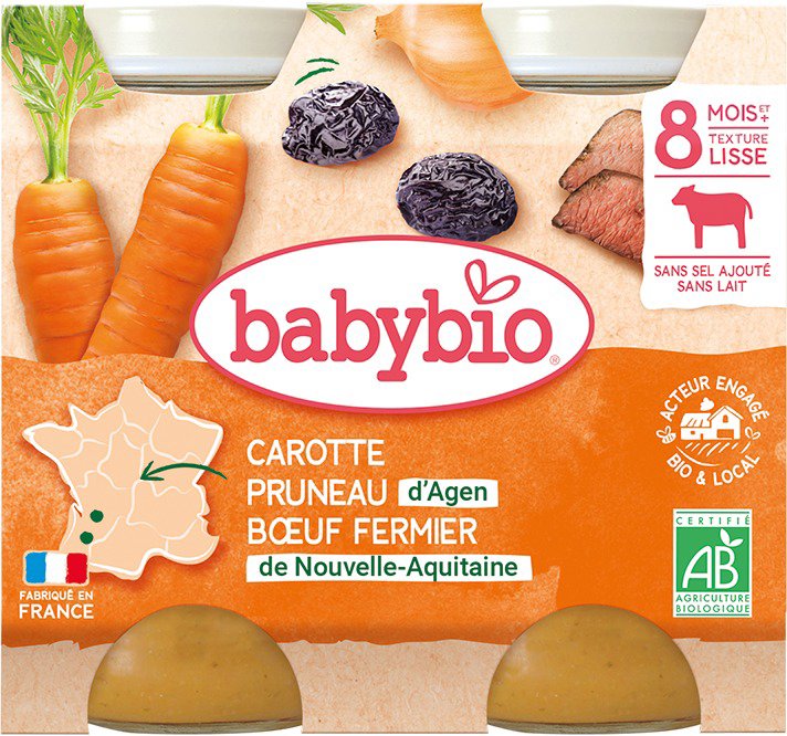 

BABYBIO Mrkev a suš. švestky s hovězím masem 2× 200 g