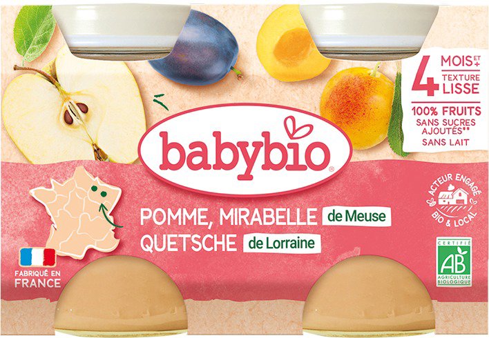 

BABYBIO Jablko mirabelky a slívy 2× 130 g