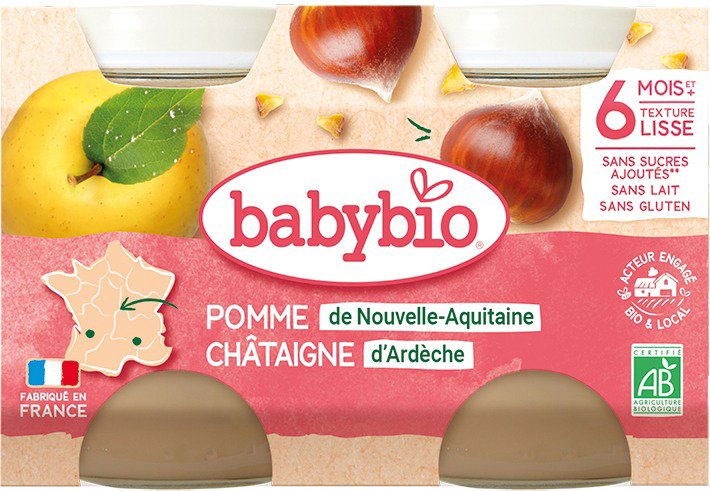 

BABYBIO Jablko s kaštanovým pyré 2× 130 g