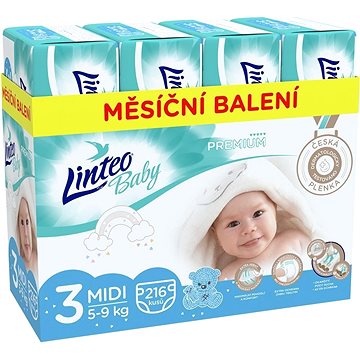

LINTEO Baby Prémium MIDI (5–9 kg) 216 ks