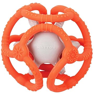 

Nattou kousátko silikonové míč 2v1 bez BPA 10 cm oranžovo-šedá
