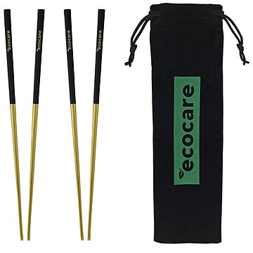 

ECOCARE Kovové Sushi Hůlky s Obalem Gold-Black 4 ks