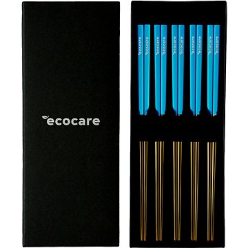 ECOCARE Kovové Sushi Hůlky Box Gold-Blue 10 ks - Sada příborů