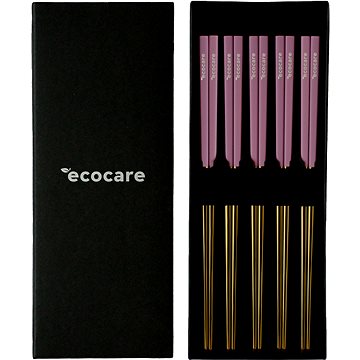 ECOCARE Kovové Sushi Hůlky Box Gold-Pink 10 ks - Sada příborů