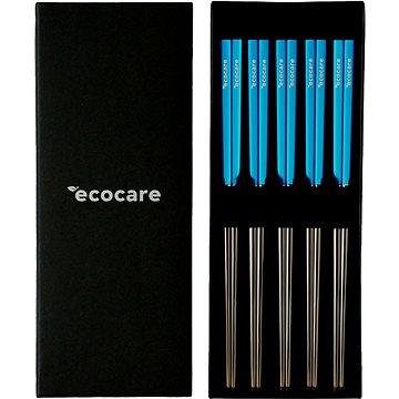 

ECOCARE Kovové Sushi Hůlky Box Silver-Blue 10 ks