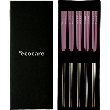 

ECOCARE Kovové Sushi Hůlky Box Silver-Pink 10 ks