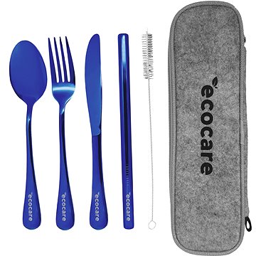

ECOCARE Cestovní sada příborů s pouzdrem Blue 4 ks