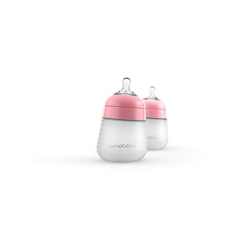 

NANOBÉBÉ silikonová dětská Flexy láhev 270 ml, 2 ks, růžová