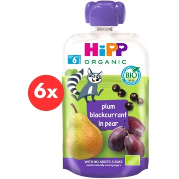 

HiPP BIO 100% ovoce Hruška-Černý rybíz-Švestka 6× 100 g