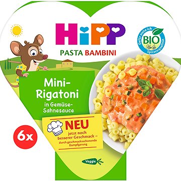 

HiPP BIO Mini-Rigatoni se zeleninou ve smetanové omáčce 6× 250 g