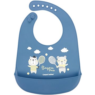 

Canpol Babies bryndák silikonový s kapsou Bonjour Paris, modrý