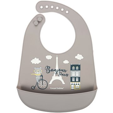 

Canpol Babies bryndák silikonový s kapsou Bonjour Paris, béžový