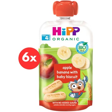 

HiPP BIO Hippies kapsička Jablko-Banán-Baby sušenky 6×100 g