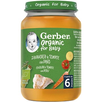 

GERBER ORGANIC dětský příkrm mrkev a rajčata s krůtím masem 190 g
