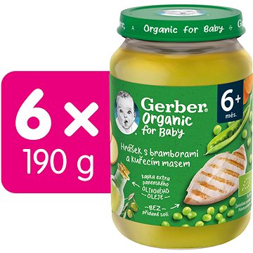 

GERBER ORGANIC dětský příkrm hrášek s bramborami a kuřecím masem 6× 190 g