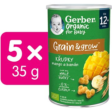 

GERBER Organic křupky s mangem a banánem 5× 35 g