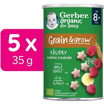 

GERBER Organic křupky s malinami a banánem 5× 35 g