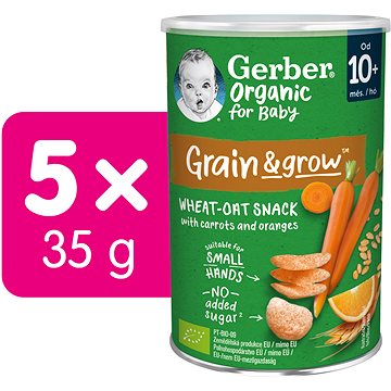 

GERBER Organic křupky s mrkví a pomerančem 5× 35 g