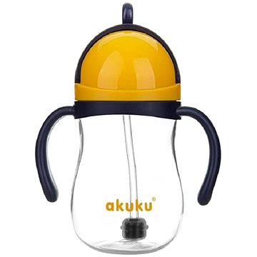 

AKUKU kouzelná láhev s brčkem a závažím žlutá, 280 ml