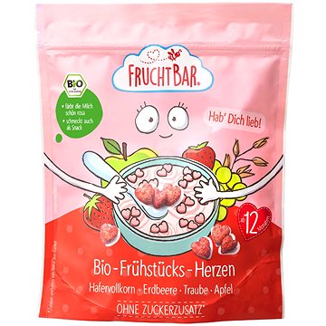 

FruchtBar BIO cereálie srdíčka s jahodami, hroznovým vínem a jablkem 125 g