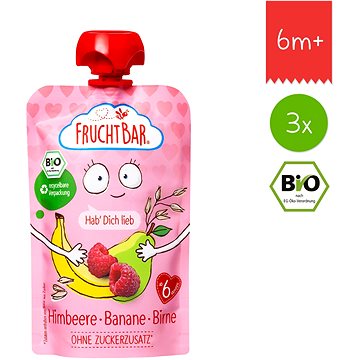 

FruchtBar BIO ovocná kapsička s banánem, hruškou, malinami a ovsem 3× 100 g
